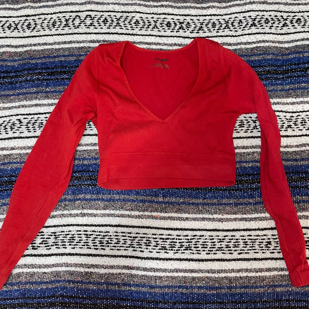 Garage basic cropped ribbed top